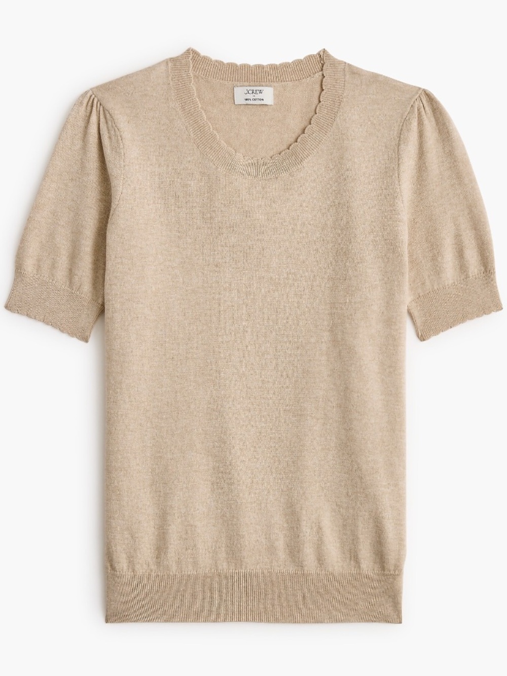 NWT J.Crew Short-sleeve 100% Cotton Crewneck Scalloped Sweater